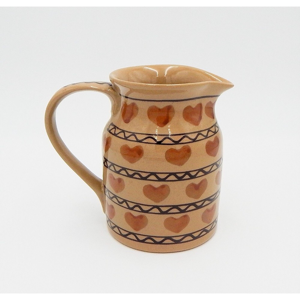 Hartstone Pottery Heart Water Pitcher Milk Jug Stoneware USA 28 Oz